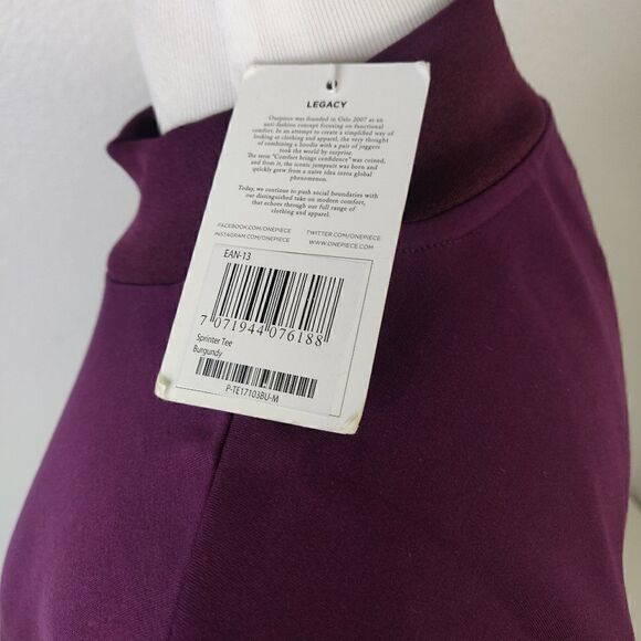 💥 NWT ONEPIECE PURPLE MOCK NECK SHORT SLEEVE TUNIC LONG SHIRT SIZE M - Picture 6 of 14